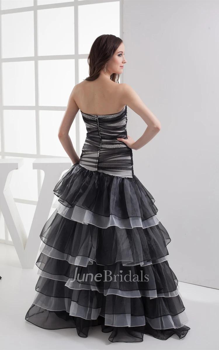 Two-Tone A-Line Gown with Tiers and Stress