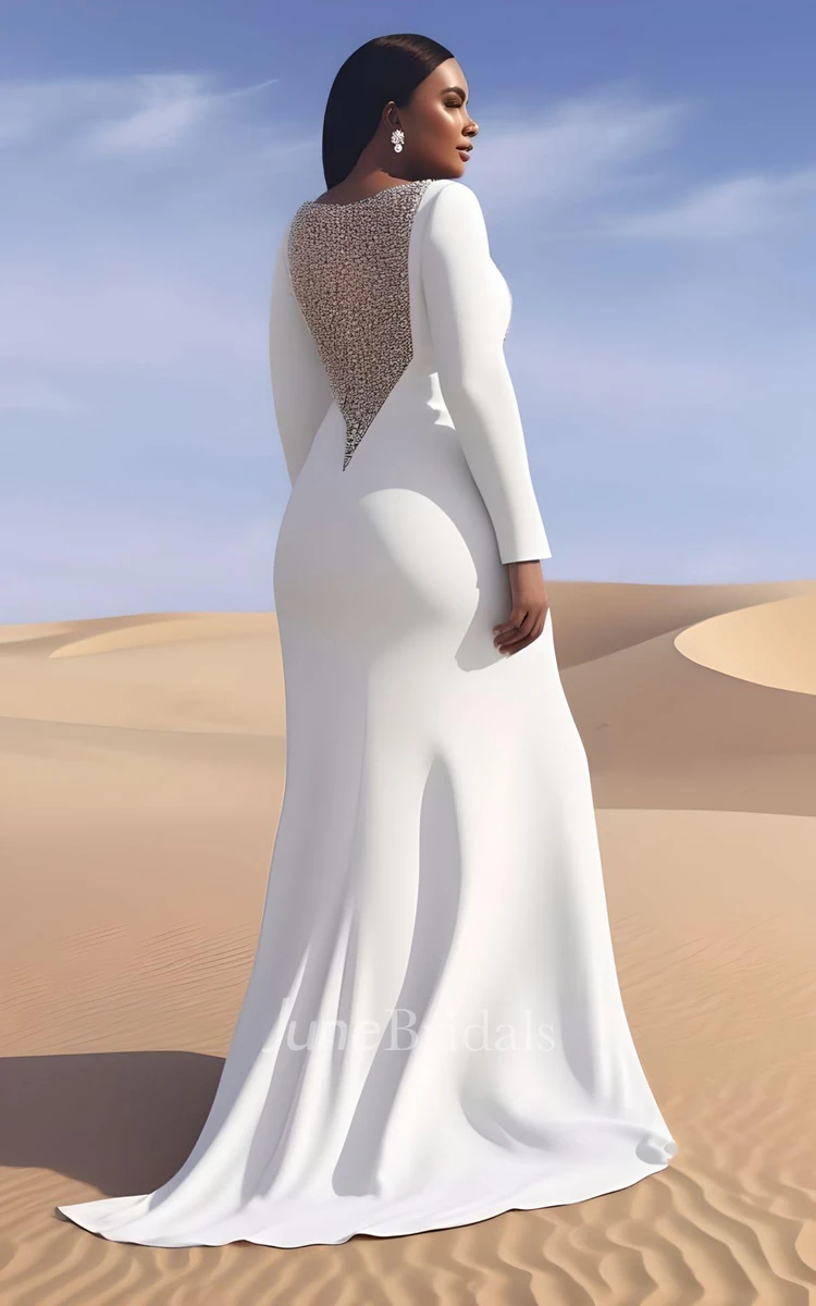 2024 Plus Size Mermaid 3/4 Length Sleeve Chiffon Wedding Dress V-neck Simple Casual Sexy Bohemian Elegant Sweep Train