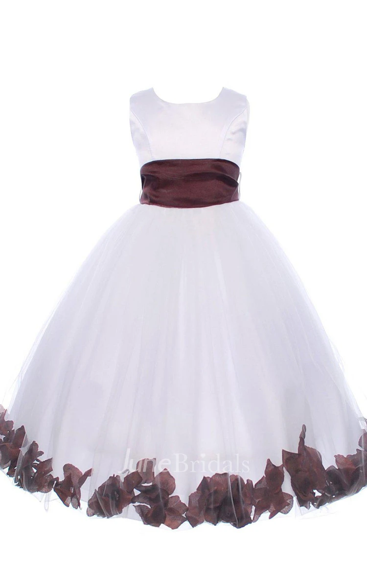Sleeveless A-line Dress With Petals Hemline