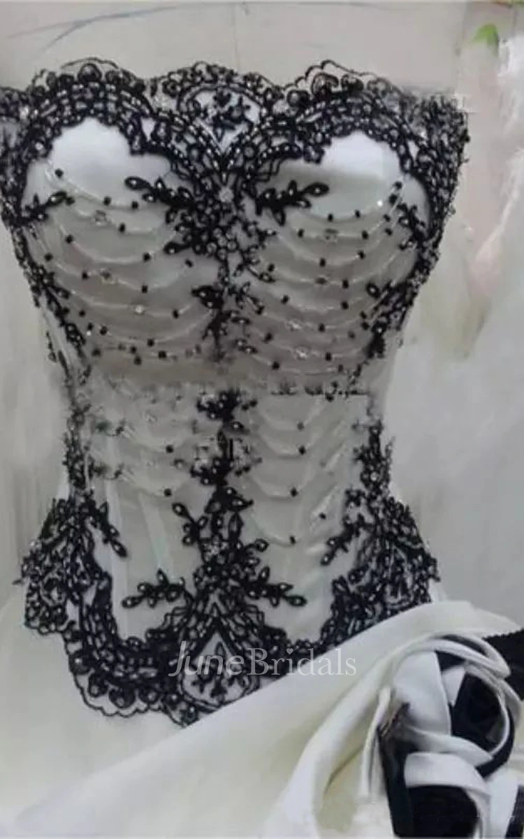 Ball Gown Strapless Taffeta Floor-length Court Train Sleeveless Wedding Dress with Corset Back