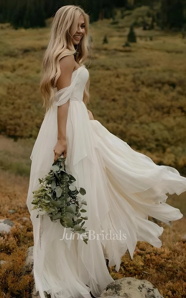 Off the shoulder hippie wedding outlet dress