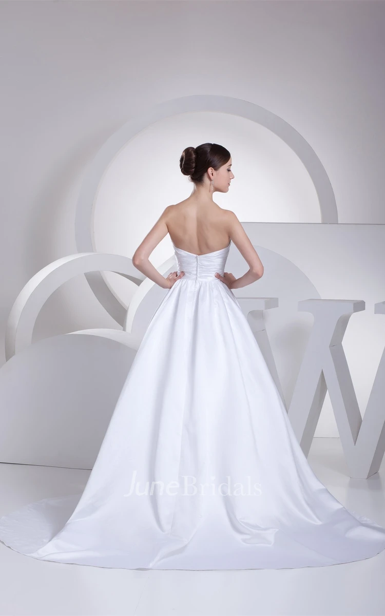 Sweetheart Criss-Cross Pleated Ball Gown with Floral Waist