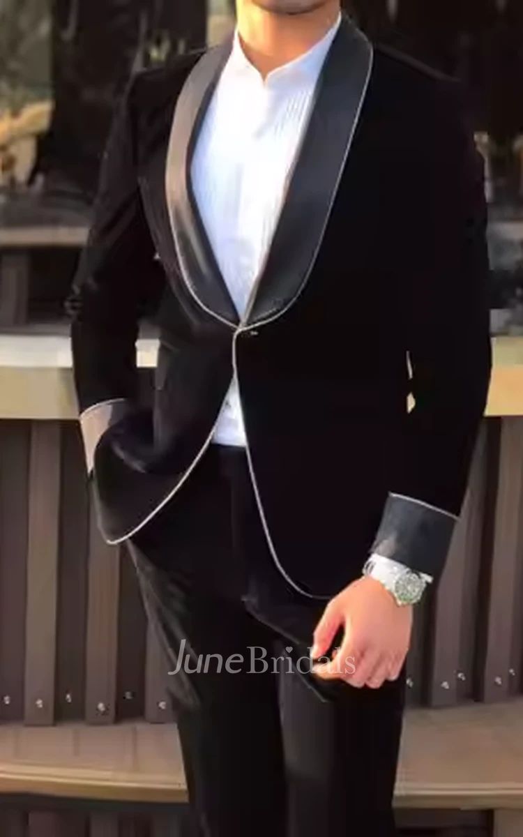 Classic Formal 2 Piece Black Slim Fit Men's Wedding Suits Modern Chic Prom Party Suits For Men