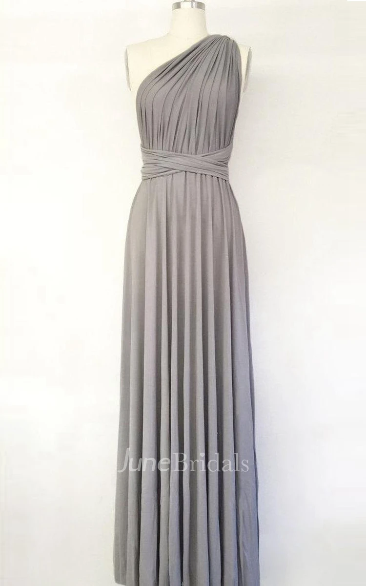 Silver Light Grey Long Maxi Infinity Gown Convertible Formal Multiway Wrap Bridesmaid Evening Toga Dress