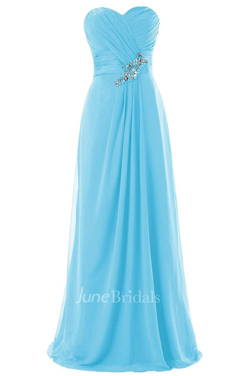 Amazing Sweetheart A-line Chiffon Gown With Beadings