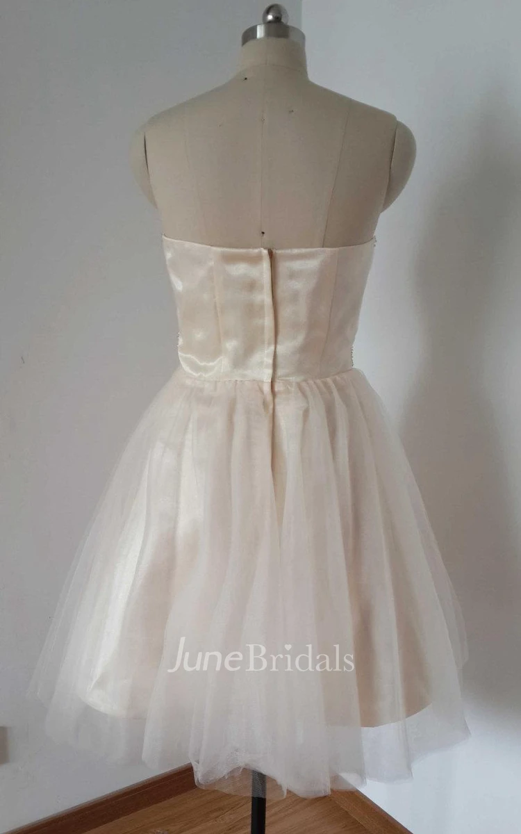 Short Sweetheart Tulle Dress With Beading