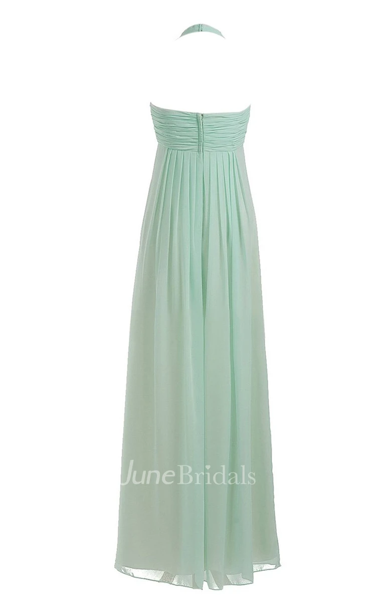 Elegant Halter Sweetheart Ruched Empire Gown