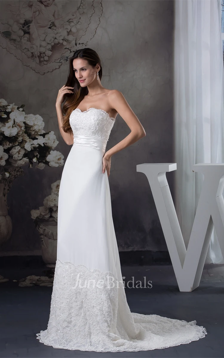 Sweetheart A-Line Maxi Dress with Appliques and Ruched Waist