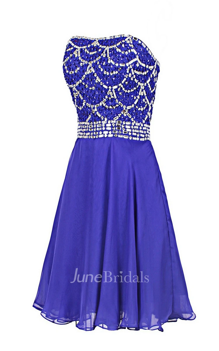 Strapless Short Dress With Crystal Bodice
