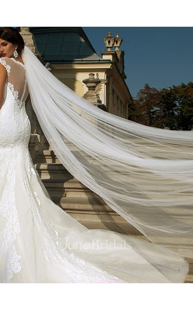 Super Soft Long Tail Simple Bridal Veil With Hair Comb