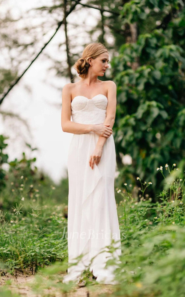 Convertible Sweetheart A-Line Chiffon Wedding Dress With Lace Corset