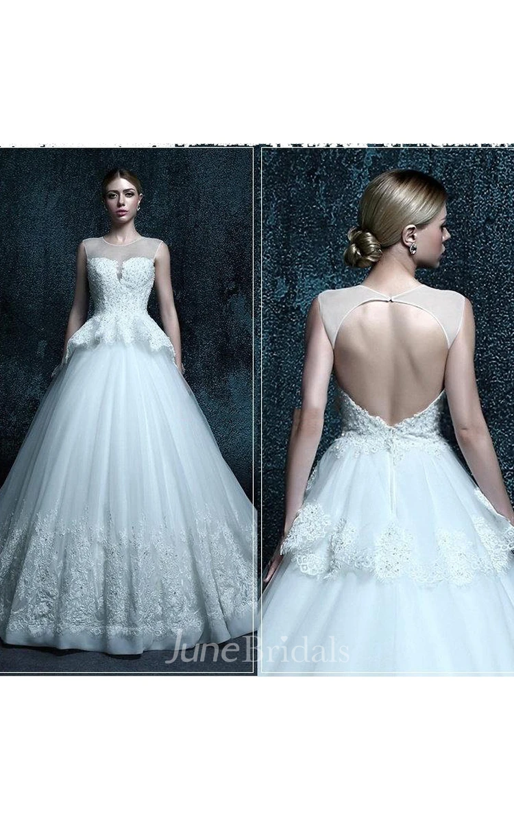 A-Line Scoop Tulle Dress With Beading