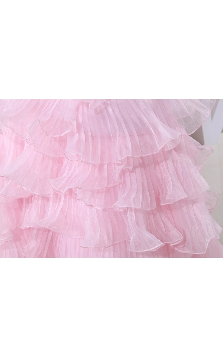 Sweetheart Criss-Cross Organza Dress with Tiers and Beading