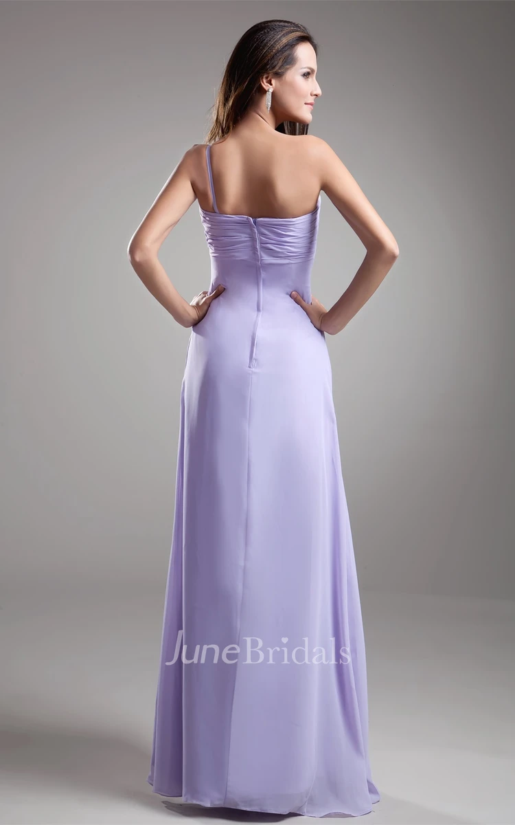 Strapless Chiffon Draped Maxi Dress with Ruching