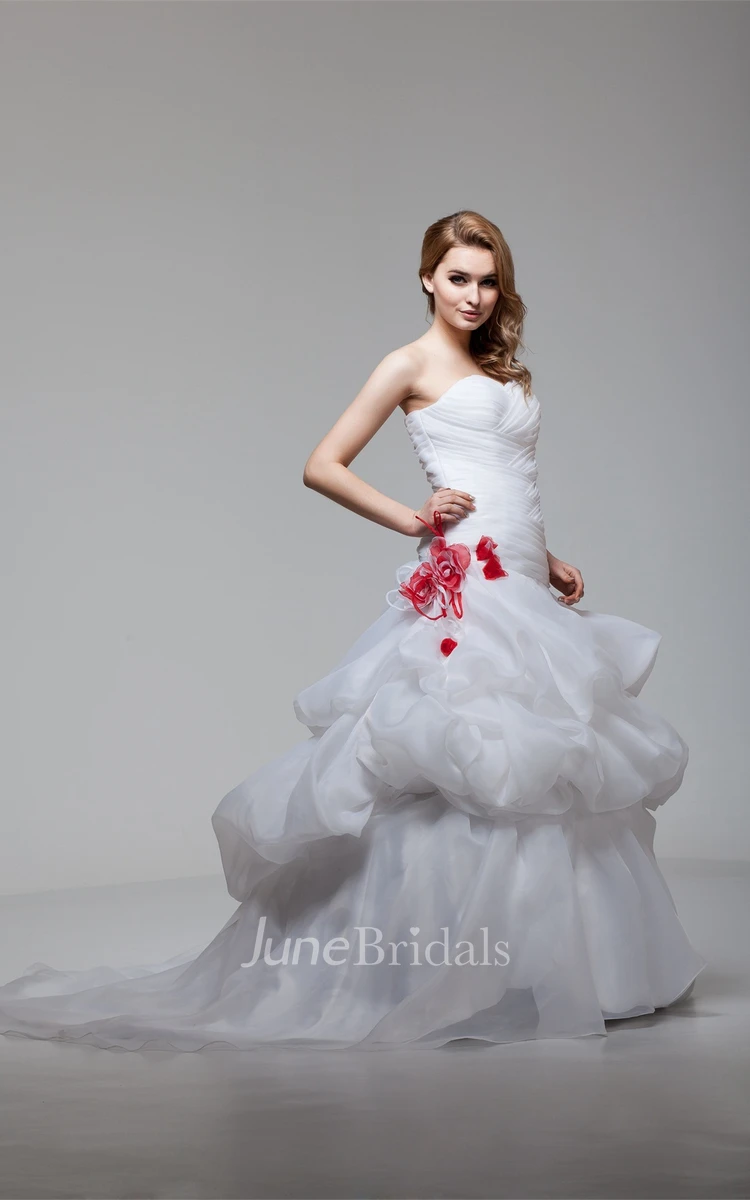 Sweetheart Criss-Cross A-Line Ball Gown with Ruching and Pick Up