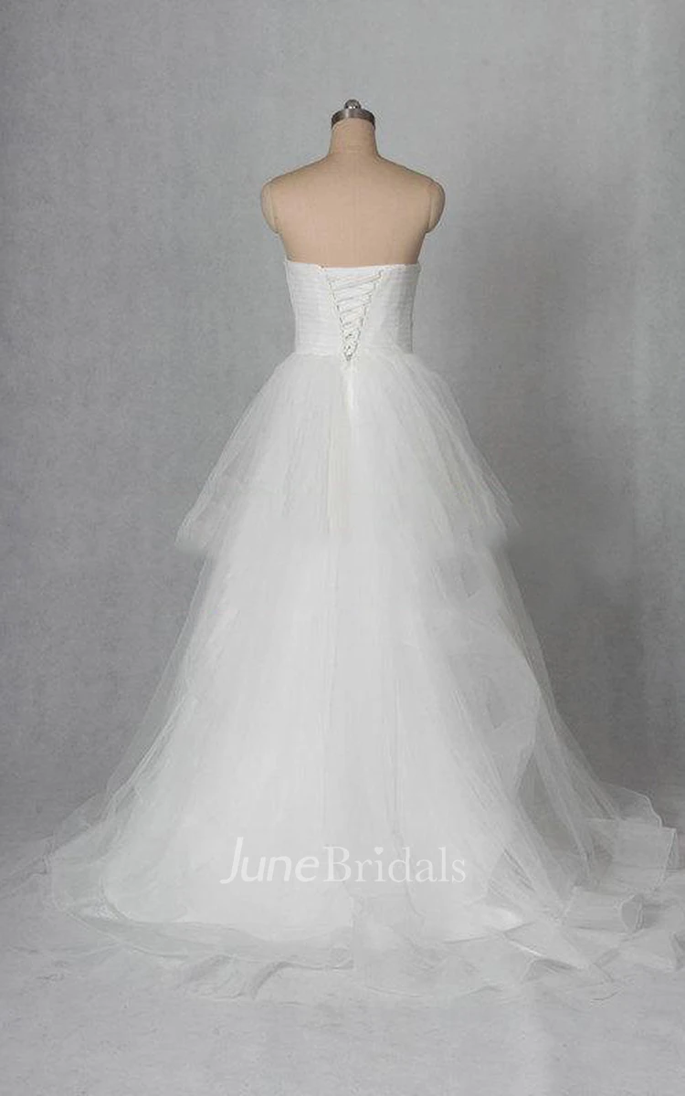 Sleeveless Sweetheart A-Line Tulle Dress With Beading