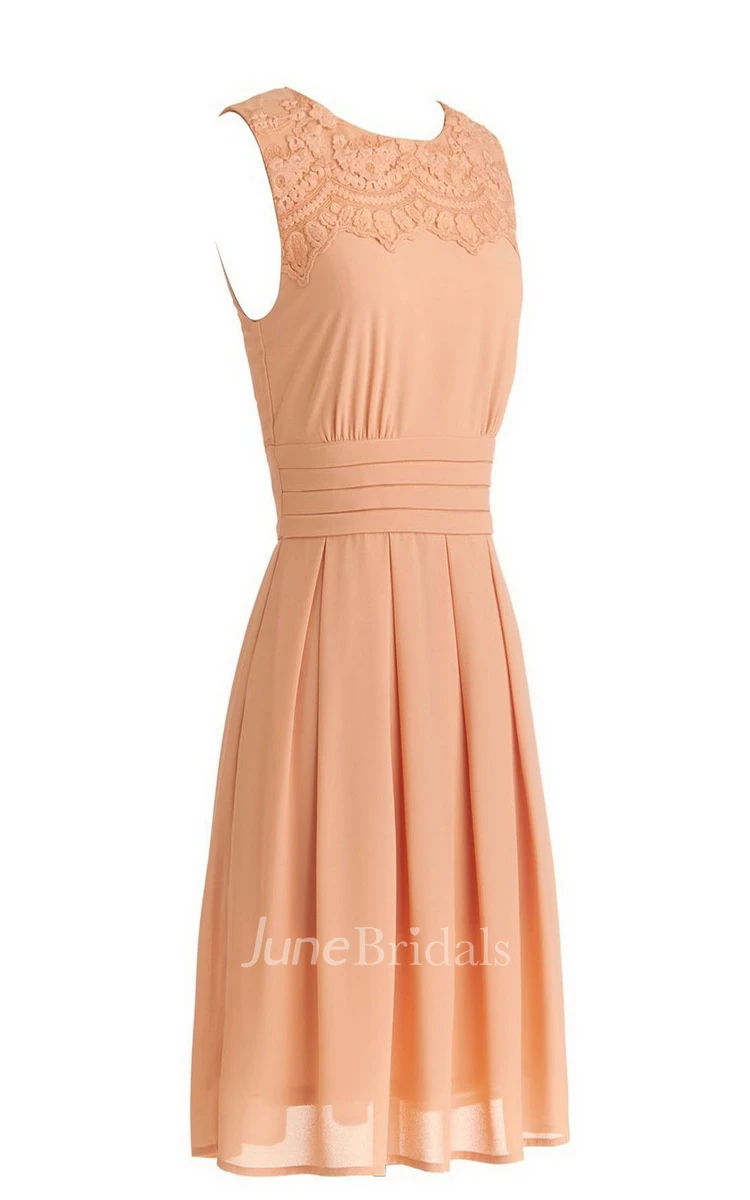 Jewel A-line Short Dress With Lace Appliques