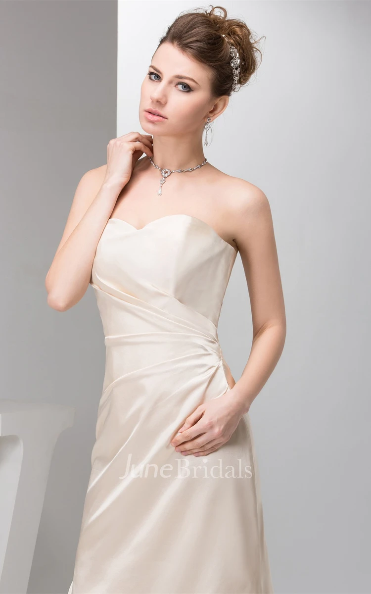 Sweetheart Side-Ruched A-Line Dress with Pick Up