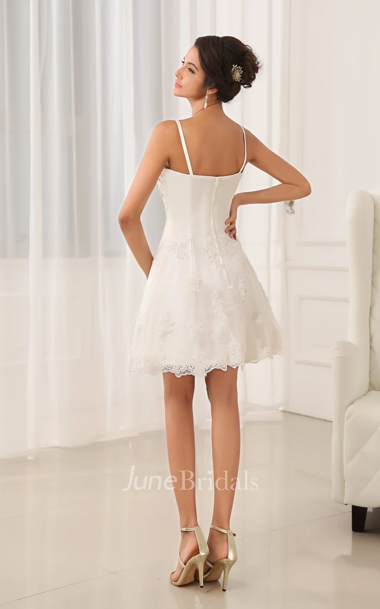 Sweetheart Sleeveless Spaghetti Straps Dress With Lace And Appliques