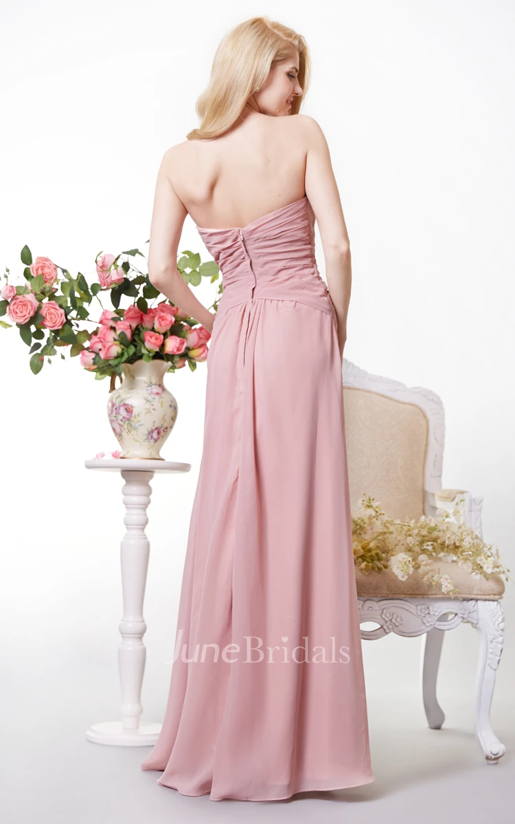 Backless Sweetheart Gathered Chiffon A-line Gown