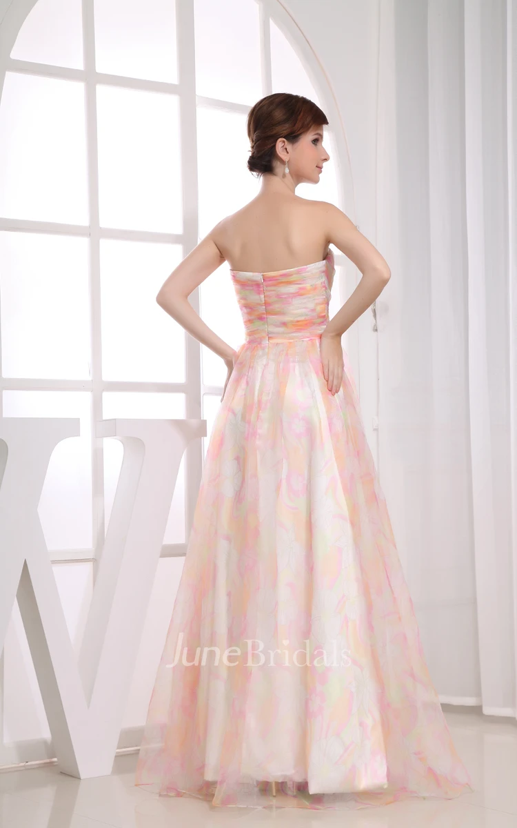Strapless Mute-Color Long Dress With Criss-Cross Ruching