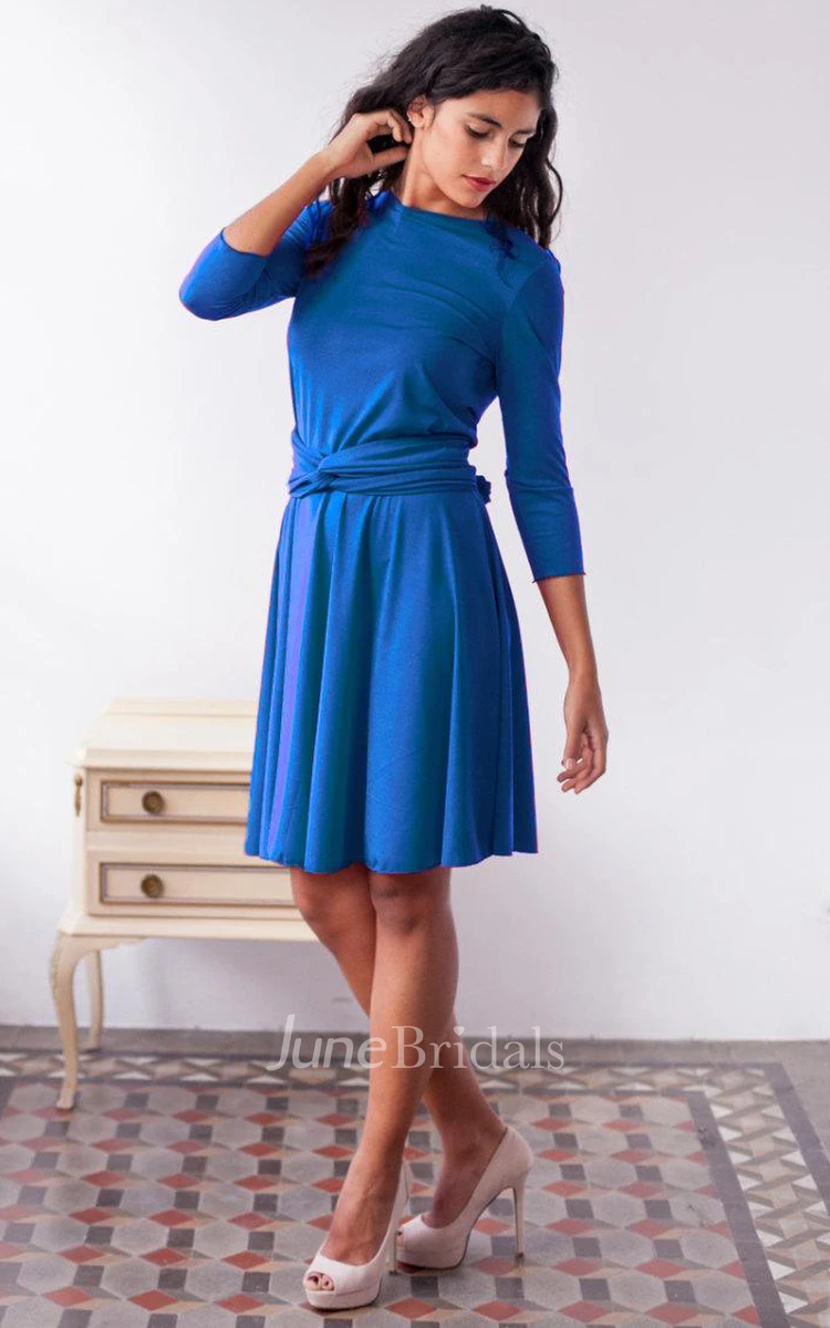 Short Knee-length Jersey&Satin Dress