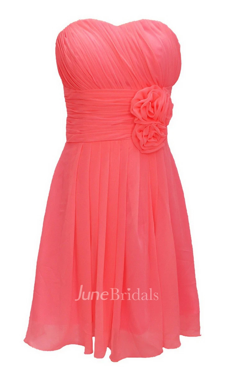 One-shoulder Sweetheart Short Dress With Floral Band