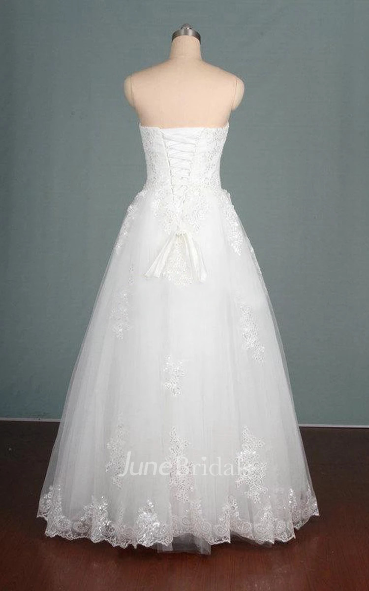 Ball Gown Sweetheart Tulle Lace Dress With Sequins And Appliques