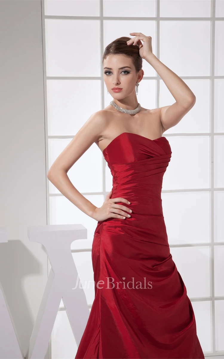 Sweetheart Satin High-Low Dress with Pick Up and Brush Train