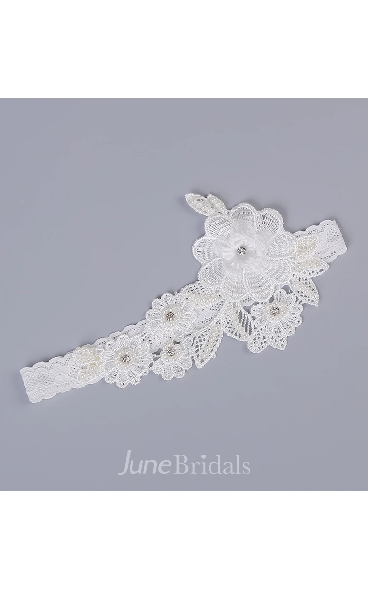 European And American Princess Sexy White Lace Elastic Bridal Garter Within 16-23inch
