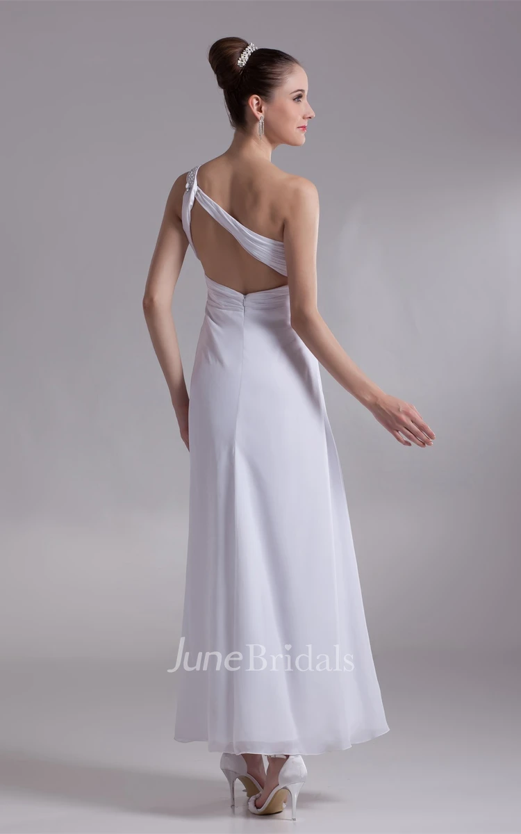 Strapped Ankle-Length Chiffon Dress with Beading