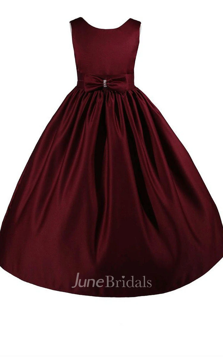 Sleeveless A-line Pleated Dress With Bow
