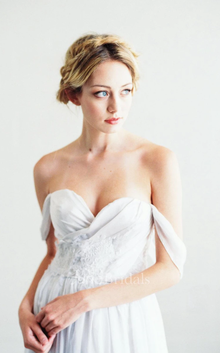 Romantic Sweetheart Long A-Line Chiffon Wedding Dress and Chic Pearl Rhinestone Flower White Yarn Flower Hairpin