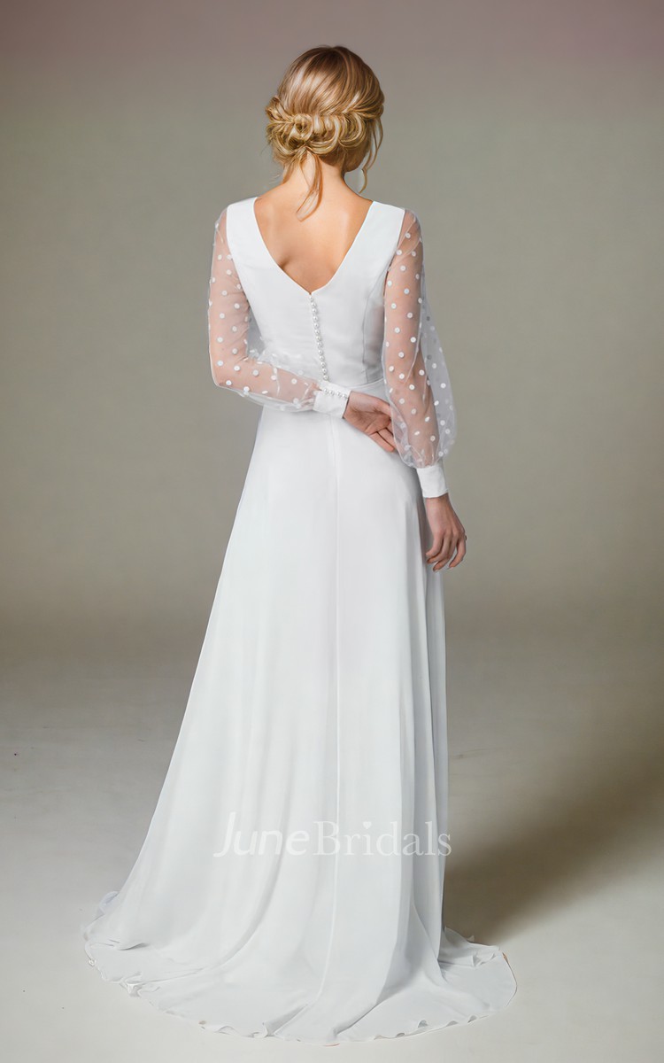 Polka Dot Long Sleeve Wedding Dress