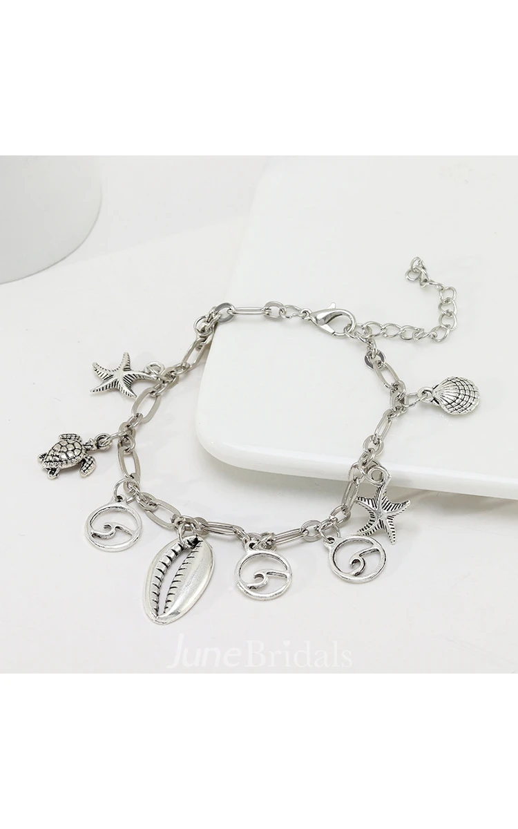 Beach Wedding Cute Anklet with Shell Starfish and Sea Turtle