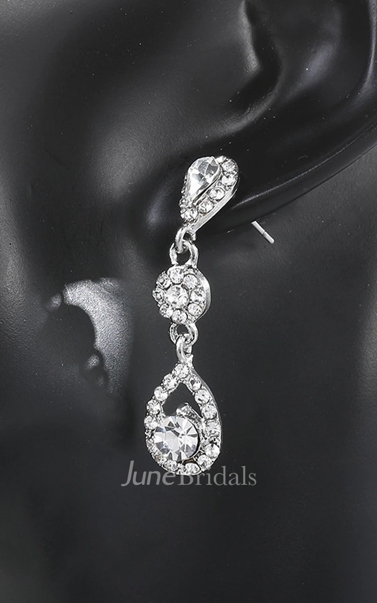 Elegant Water Drop Design Rhinestone Necklace and Earrings Jewelry Set