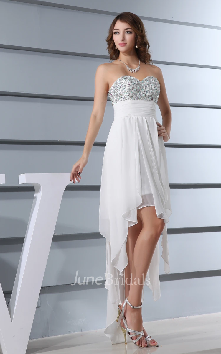 Elegant Sweetheart Chiffon High-Low Dress With Beading