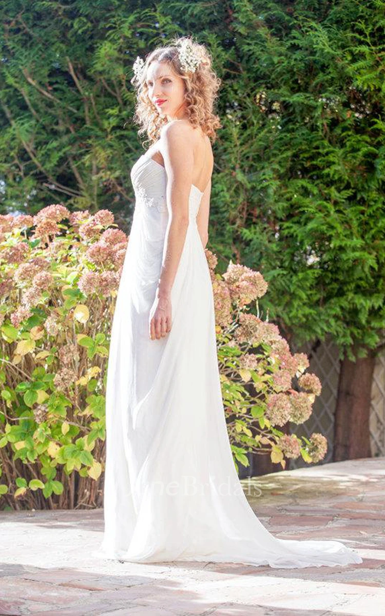 Sweetheart Empire Backless Sheath Floor-Length Chiffon Wedding Dress