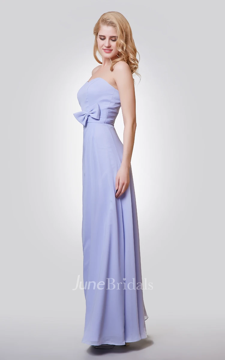 Backless Sweetheart A-line Long Chiffon Dress With Bow