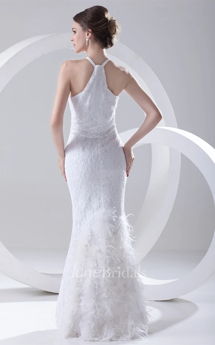 sleeveless sheath ankle-length dress with lace design