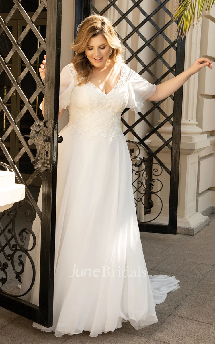 A Line Grey Prom Dress Plus Sizes V Neck Wholesale Under 100