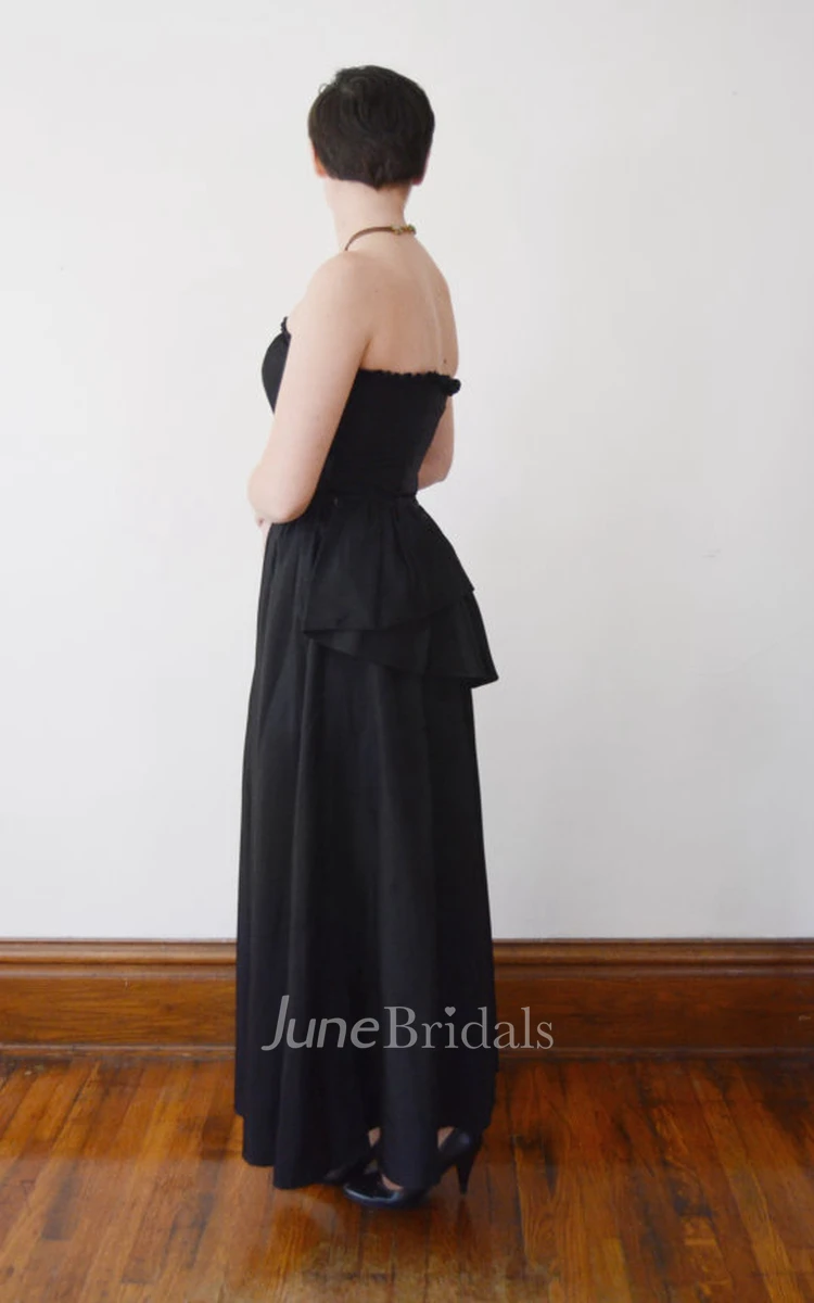 Stylish Strapless Ankle-length A-line Satin Dress