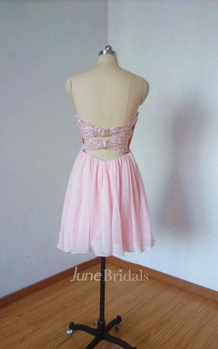 Short Sweetheart Chiffon Dress With Sequins