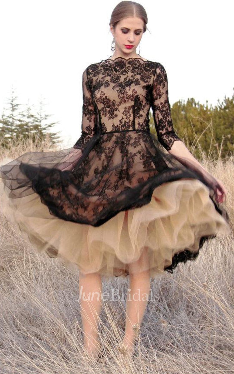Red Lace With Tulle Underskirt Dress - June Bridals