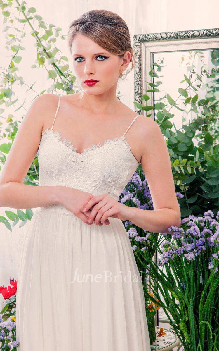 Bell Sleeve Chiffon Lace Backless Wedding Dress