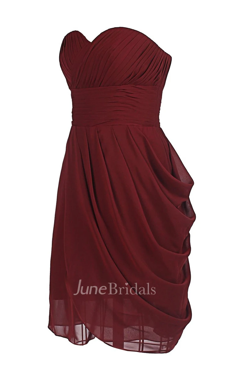Sweetheart Drapped Short Dress With Ruched Band