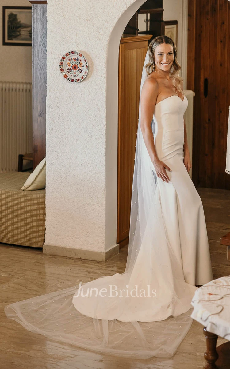 Simple Solid Mermaid Strapless Sweetheart Satin Wedding Dress Sexy Elegant Beach Draping Floor-length Sleeveless Open Back Bridal Gown