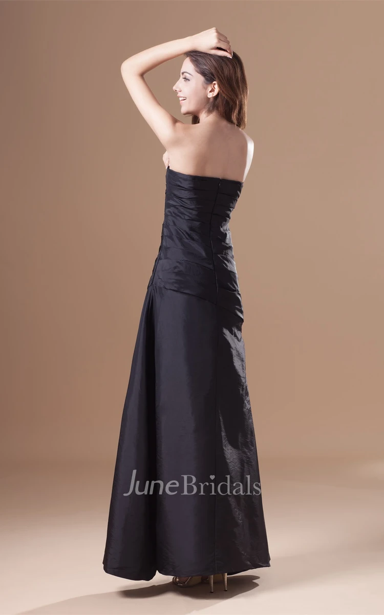 Strapless A-Line Floor-Length Dress with Central Ruching