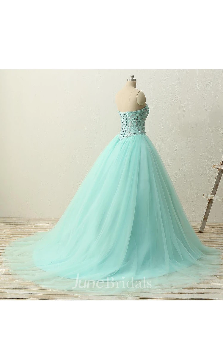 Sweetheart A-line Tulle Dress with Lace-up Back