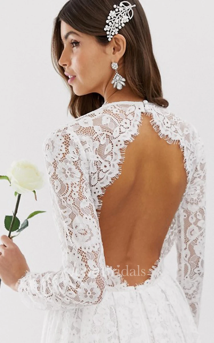 Sexy Lace Sheath Plunging Neckline Keyhole Wedding Dress